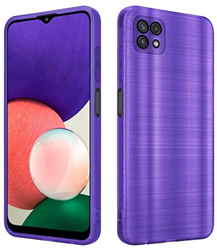 Cadorabo Hülle kompatibel mit Samsung Galaxy A22 5G Schutzhülle TPU Silikon Case Brushed Design mit Kameraschutz Slim Kratzfest Weiche Gummi mit Rundumschutz Case Hülle für Galaxy A22 5G in Lila