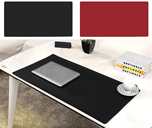 Lifup Wasserdicht PU Leder Schreibtischunterlage Rutschfeste Mauspad für Büro und Zuhause Doppelseitig Schwarz Rot 85x55cm