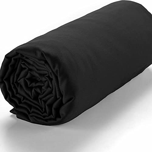 Drap Housse 160x200 en Satin de Coton 105 Fils Noir - Bonnet 30 - Linge de lit Premium 100% Satin de Coton
