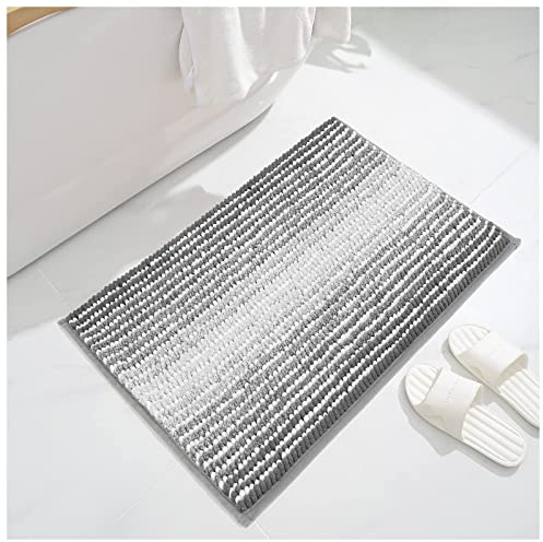 Venuso Badezimmerteppich rutschfest Waschbar Badematte, Chenille badematte rutschfest, Badvorleger für Dusche,Badewanne und Toilette, 40x60 cm Grau