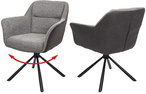 Mendler 2er-Set Esszimmerstuhl HWC-K33, Küchenstuhl Stuhl, drehbar Auto-Position, Stoff MVG - Kunstleder, grau-dunkelgrau