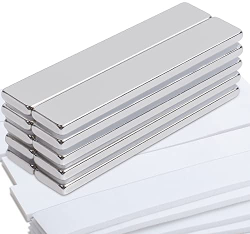 MIN CI 10 Stück Neodym Magnete Extra Stark Groß,Rechteckige Magnete 60x10x3mm Magnete Klebemagnete Selbstklebend Stark für Küchenschrank Glasmagnettafel