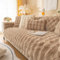 Weiche Plüsch Sofabezug Waschbar - Neue Rutschfeste Sofa überzug 1 2 3 4 Sitzer Couch überzug für Sektionssofa, Flauschiger Kunstpelz Sofa Sitzkissenbezug L Form Möbelschutz (Leichter Kaffee, 90x180)