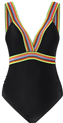 ADMAY Robe de maternité - Pantalon de grossesse - T-shirt d'allaitement - Mode de grossesse - Une pièce - Licol - Maillot de bain - Maillot de bain pour femme - Fuchsia, Noir , S
