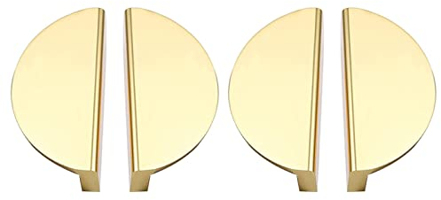 DOYUKY 4 Stück Schrankgriffe, Halbmond Schubladengriffe, Gold Küchentürgriffe, Schubladenknauf, Halbrund Kommode, Halbmondförmiger Griff für Zuhause, Küche, Büro, Möbel, Nachttisch