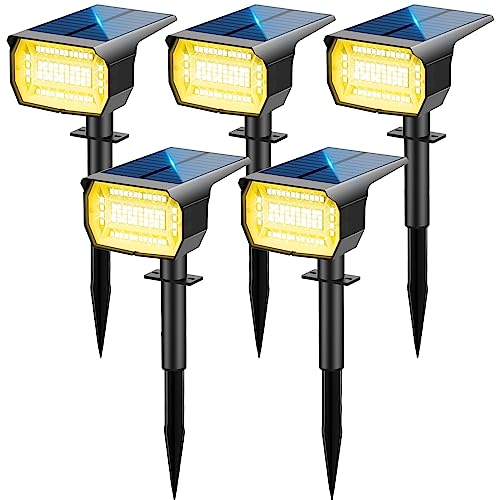 LOTMOS Luces Solares LED Exterior [72 LED/5 Piezas/3000K] Impermeable IP67 para Jardín, Patio, Caminos, Terraza, Suelo, Calzada, Piscina, Césped, Carril