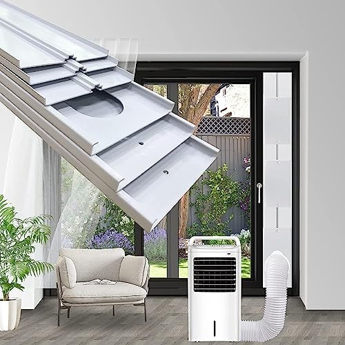 Kit Ventana Aire Acondicionado Portátil, Placas de Sellado de Ventana Corredera de Aire Acondicionado Portátil, Adecuado para Tubos de 5/5,9 de diámetro, con Adaptador de Ventana (Ø13cm, 43-229cm)