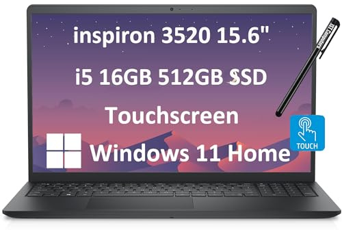 Dell Inspiron 15 3520 (2024) Laptop empresarial (visualización táctil FHD de 15.6 pulgadas, Intel Core i5-1155G7, 16GB RAM, 512GB SSD) Teclado numérico, bisel estrecho, cámara web, Inspiron 3000, Win