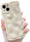 ZTOFERA Wavy Case for iPhone 14, Cute Wave Frame Shiny 3D Ripple Design Protective Phone Case Soft TPU Bumper Lightweight Shockproof Cover for Girls Women, Cream