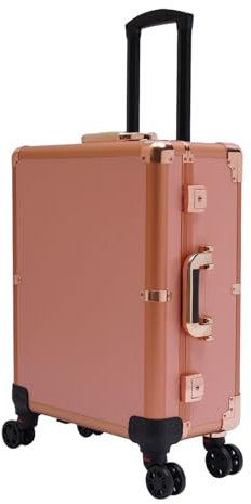 Kosmetische Trolley Schminkkoffer Schminktisch Wagen Lagerung Cart Kosmetikkoffer Beauty Mit Spiegel Rolling Makeup Train Case KüNstler Kosmetik Travel Bag Cosmetic Mit 4 Rollen (Rose Gold)