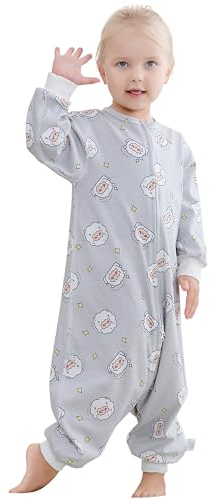 HAHASHOW Bebe gigoteuse avec jambes, Unisexe Manche Longue L'été Coton gigoteuse a pied, Bebe Pyjama Garcon Vetement Enfant Naissance Cadeau 2-4 Ans
