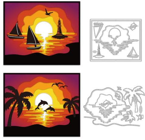 DELORIGIN Stanzformen Im Stil Sonnenuntergang In Mehreren Lagen Karbonstahl Stanzformen Hintergrund Stanzungen Stanzschablonen Neuheiten 2025 Für Die Kartengestaltung DIY Scrapbooking Einladungen
