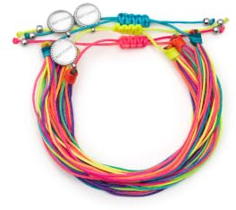 SINGULARU - Pack 3 Braccialetti Neon Rainbow Fruits. Acciaio con Fili Colorati. Chiusura Regolabile con Nodo Scorrevole. Gioielli per Donna