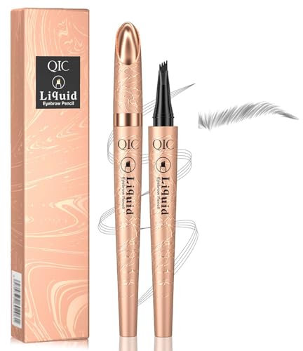 EONFAVE 3D Wasserdichter Augenbrauenstift mit 4 Gabelspitze, 2024 Neuer Magischer Eyebrow Pencil, Augenbrauenstift Härchenzeichnung für Schnell Trocknend, Langlebig (3#Grau)