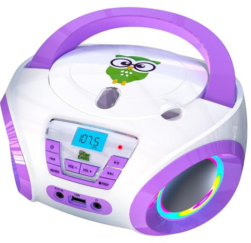 Tinygeeks Tunes Lecteur CD Enfant - Nouveauté - Radio FM - Piles incluses - Radio Mignon avec Haut-parleurs - Le Cadeau Parfait pour Les Tout-Petits - Violet