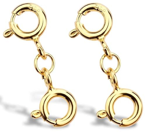 Aczyqws 2 pcs Necklace Clasps and Closures, Double Round Necklace Clasp Mental Double Round Necklace Clasp Necklaces Bracelet Safety Clasp for Jewelry Making Necklaces Bracelet(Gold)
