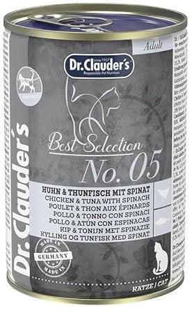 Dr. Clauder's Best Selection Adult No. 5 Huhn & Thunfisch mit Spinat | 6 x 400 g