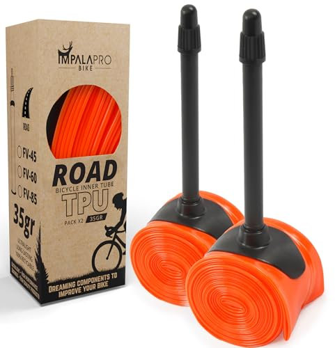 IMPALAPRO Extraleichter TPU Schlauch Rennrad 700C 35g 0.25mm Dicke Kompatibel mit 700x18/23/25/28/30/32C - Fahrradschlauch 28 Zoll Französisches Ventil 45/65/85mm (2St 85mm 35g)