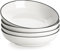 MALACASA Série REGULAR 1250ml Assiettes à Pâtes en Porcelaine, Assiettes Creuses, Service de Bols à Salade 4 Pièces, Blanc avec Bord Noir