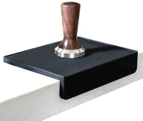 watchget Espresso Tamping Mat,Silicone Portafilter Pad for Counter | Dustproof,Ultra Thick,Waterproof & Heat Resistant,Non-Slip Corner Tamper Mat,Barista Espresso Machine Accessory,8x6, Black