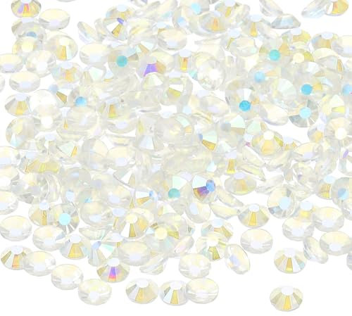 PATIKIL 400Pcs SS30 Round Flatback Crystal 6.3-6.5mm Glass Rhinestones Gems Diamonds for DIY Crafts Clothes Shoes Nail Art Decoration, Clear AB