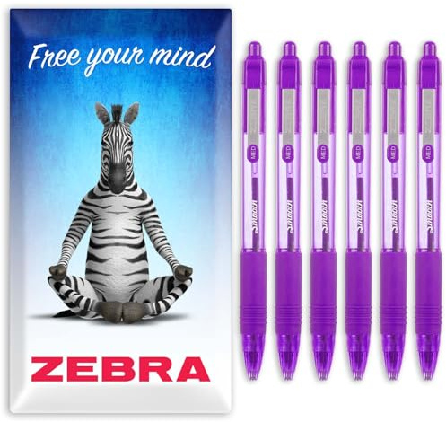 Zebra Z-Grip Smooth Ink Ballpoint Pen - 1.0mm - Pack of 6 Pens - in Zebra Envelope Gift Packaging (Violet)
