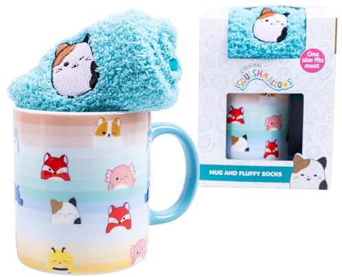 Fizz Creations Squishmallows Mug & Fluffy Socks Set, 330ml, Size 4-7