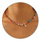 Miss Chipmunk Bunte Perlenkette für Frauen Mädchen Alphabet Choker Bohemian Halskette Silber plattiert Anhänger mit herzförmigen Metall Y2K Boho Sommer Halskette Schmuck Geschenk(A)