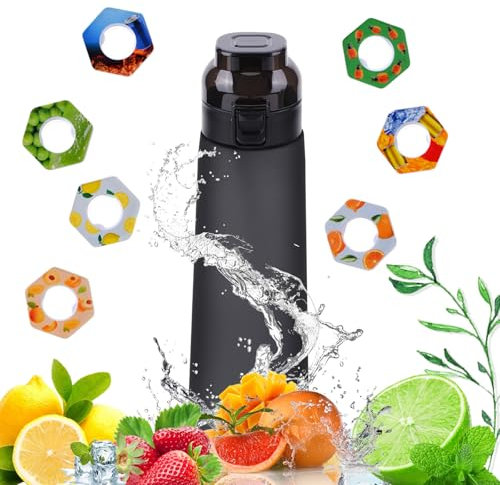BIOSA Air Gourde Up 650ML, Gourde Sport Avec capsules en 7 dosettes de saveur, Air Gour Up Bouteille avec Paille, Gourdes d'eau sans BPA, Sans Sucre Bouteille d'eau de sport pour le fitness