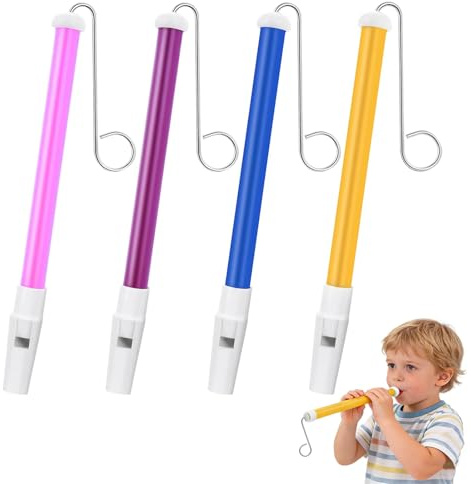 JOZMMZEOOA 4 PCS Sliding Whistles Toy for Kids Slide Whistle with Stainless Steel Sliding Drawbars Musical Instrument Toy In Flute Instrument for Parent- Child Games Kids Gift Birthday Gift