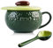 QUSHEJIAND Ensemble de tasses à café en céramique avec couvercle et cuillère en porcelaine, tasse à lait en forme d'avocat, tasse à lait avec poignée, pour café, jus, thé (vert)