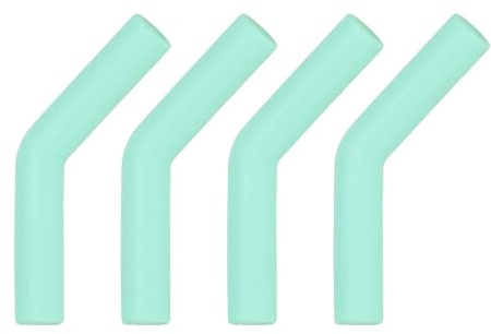 sourcing map 4Pcs Silicone Straw Tips, Silicone Straw Elbows Tip, Soft Reusable Metal Straw Covers Fit for 10mm/0.39 OD Stainless Steel Straws, Mint Green
