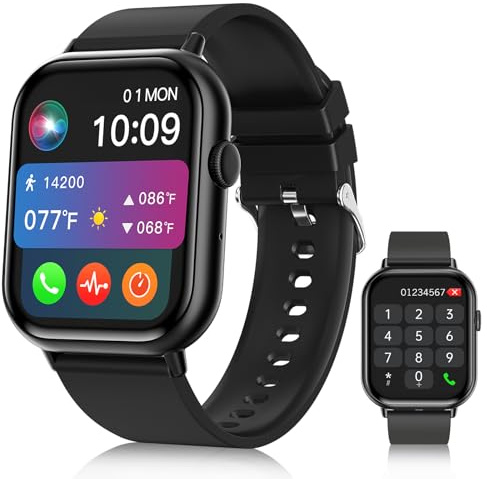 Smart Watches für Männer Frauen (Annehmen/Tätigen von Anrufen), 2 Zoll HD-Bildschirm Fitness Tracker Uhr mit Blutdruck/Herzfrequenz/Schlafmonitor, Smartwatch für Android iOS Handys, IP67 Wasserdicht