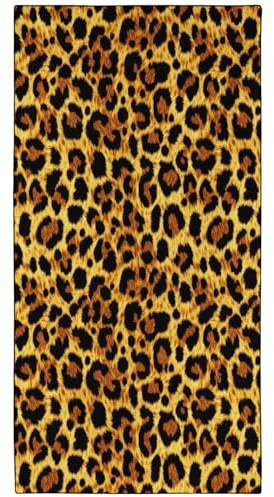 YISUMEI Leuchtend gelber Leopardenmuster Strandtuch, XXL 180x90 cm, Mikrofaser, Sandbeständig, Schnelltrocknend, Leichtgewicht, Reisehandtücher für Strand und Pool