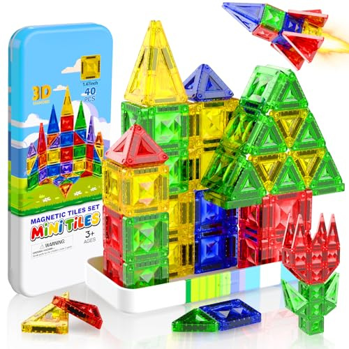 Magnetopia Mini Magnetbausteine 40 Teile Reiseset - Tragbare Eisenbox mit Tieren & Fahrzeugen, Kreatives Magnetspielzeug für Unterwegs, Ideales Spielzeug für Kinder ab 3, 4, 5, 6, 7, 8 Jahren