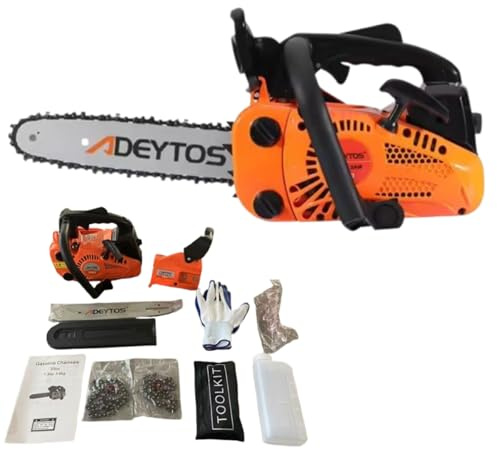 25cc Petrol Chainsaw, Lightweight Top Handle Tree Cutter, 2-Stroke Gas Chainsaw, Easy Start One-Hand Operation, 12 Inch Bar, Anti-Vibration Saw, Ideal Tool for Logging and Pruning Orange