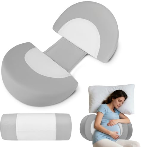 Schwangerschaftskissen zum Schlafen, Memory Foam Schwangerschaft Kissen für Rücken, Bauch & Hüfte, Verstellbares und Tragbares Körperkissen, mit Shark Skin Ice Silk Yoga-Stoff Atmungsaktivem Bezug