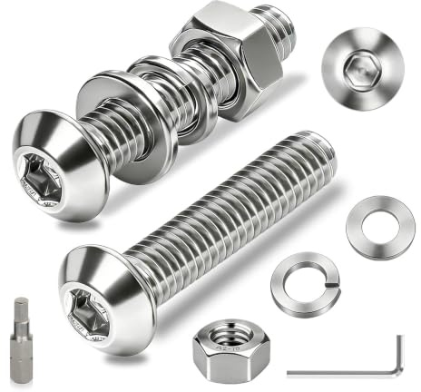 Ezitruz M6x35 mm Linsenkopfschraube Schrauben Edelstahl A2 V2A(20 Stk) | Innensechskant, Flachkopfschrauben, Schrauben Set Linsenkopf, Gewindeschraube mit Mutter Unterlegscheiben, Rundkopfschrauben
