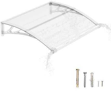 DAWNINGHOMM Vordach für Haustür, 100 x 120 cm Überdachung Haustür mit separater Entwässerung, Transparentes Pult Vordach für UV-, Regen- und Schneeschutz – Ideal für Eingang, Fenster Terrasse