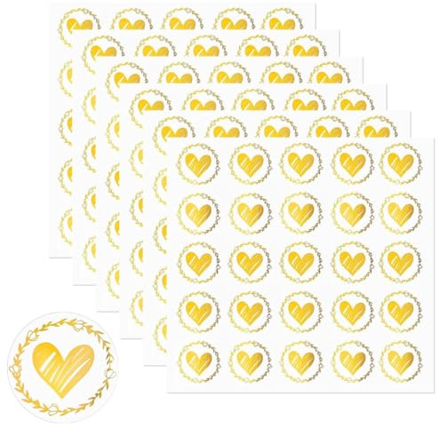 XENQITO 150 Stück Herz Wachssiegel Selbstklebend Gold Briefumschlag Aufkleber Umschlagaufkleber Siegelaufkleber Herz Sticker für Umschlag Postkarte Einladung Grußkarte Dekoration Hochzeit