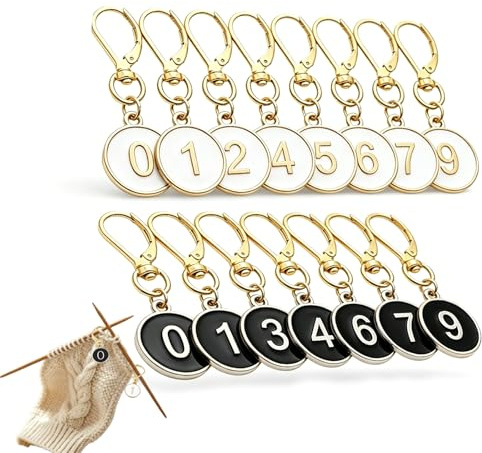 Maschenmarkierer Stricken mit Zahlen - 20 Stück Metall Strickmarkierer mit Nummern 1-9, Abnehmbarer Clip für Weben, Nähen und DIY-Projekte