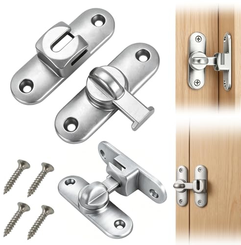 Cerradura de puerta corredera resistente, bloqueo y pestillo de gancho con tornillos, cierre seguro, ideal para puerta interior, ventana, dormitorio y cuarto de baño