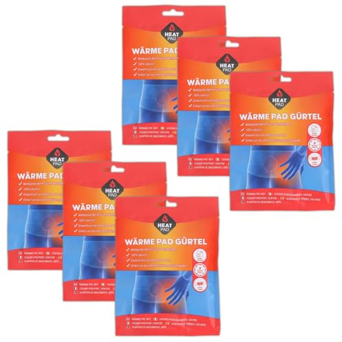 6er Set Wärmegürtel - ideal für Rücken und Unterleib Elastischer Thermogürtel Bis zu 8 Std. Tiefenwärme Rückenwärmer und Nierenwärmer