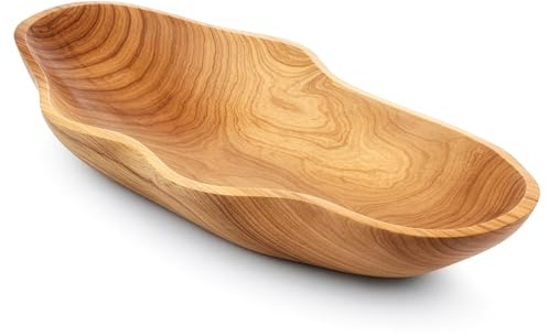 VELORA LANE Natural Wood Fruit Bowl Wooden Fruit Bowl Unique Wood Fruit Tray Wood Fruits Snacks Dish Rustic Farmhouse Decor Handmade Serving Wooden Fruit Bowl for Kitchen