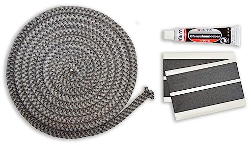 Kamindichtung Türdichtung Set 3m, ø 10mm inkl. Kleber und Abbinder Kordel-Dichtung passend für Justus und Oranier Kaminofen Modelle