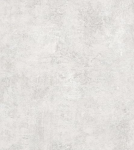 Rasch Tapete 282405 - Helle Papiertapete mit Beton-Optik, Putz-Optik im Industrial Stil; Hellgrau, Weiß - 10,05m x 0,53