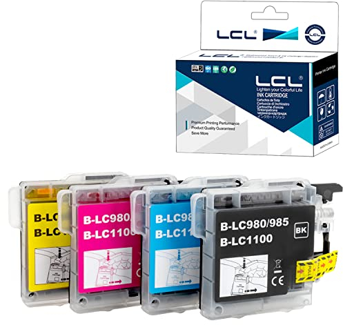 LCL Kompatibel Tintenpatrone LC980 LC1100 LC1100BK LC1100C LC1100M LC1100Y (1Schwarz 1Cyan 1Magenta 1Gelb) Ersatz für Brother DCP-J140W 145C 165C 185C 195C 197 197C DCP373CW 365CN 375CW 385C 390CN