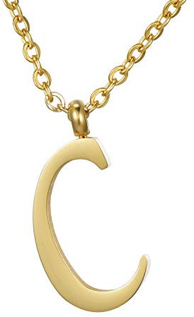 Morella Damen Halskette mit Buchstabe C Anhänger Edelstahl Gold in Schmuckbeutel
