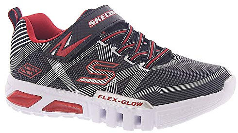 Skechers Boys' FLEX-GLOW Trainers, Black (Black Textile/Synthetic/Silver & Red Trim Bksl), 13 UK 32 EU