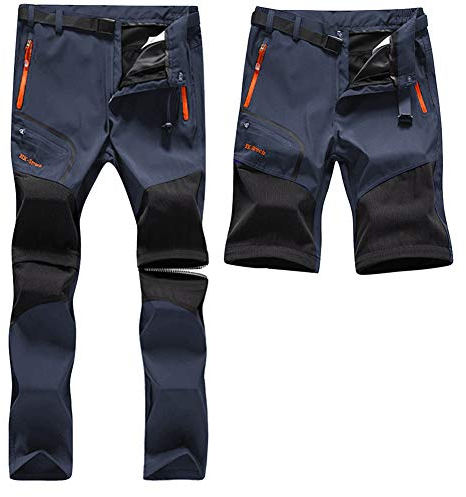 SANMIO Pantalon de Trekking Homme Fonctionnel Softshell Imperméable D'extérieur Respirant Coupe-Vent Bleu, XL